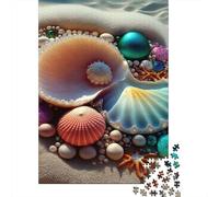 Collection de Coquillages Style Plage Puzzle 1000 Pièces Papier Puzzle pour Adultes Relaxation Décor Cadeau Famille 70x50cm/1000pcs