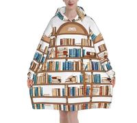 Collection de couvertures à imprimé humoristique avec étagères de livres, sweat-shirt à capuche en flanelle douce polaire pour adulte avec poche kangourou