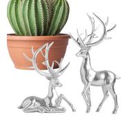 Collection de décoration de renne - Figurines de cerf en résine, duo de décorations de Noël luxueuses, sculpture détaillée à la main avec lisse | Exposition de célébration moderne pour la cheminée, le