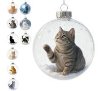 Collection de décorations de Noël en verre en forme de chat mignon, boule de cristal 3D vive en forme de chat 3D, pièce maîtresse de Noël, décoration de maison de vacances pour les amateurs de chats