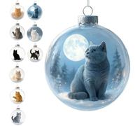 Collection de décorations de Noël en verre en forme de chat mignon, boule de cristal 3D vive pour sapin de Noël, décoration de maison de vacances pour les amoureux des chats, breloque festive sans