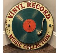 Collection de disques vinyle, l'art va au-delà du papier, peinture décorative 2D créative sur panneau métallique, vintage et simple, artistique et à la mode, convient à divers lieux tels que meubles, 