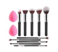 Collection de pinceaux de maquillage en poils synthétiques fins - Application précise - Toucher doux - Lavables - Portable - Ensemble de pinceaux cosmétiques