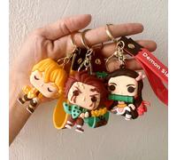Collection de porte-clés Kimetsu No Yaiba Kubo - Porte-clés de personnages d'anime avec Tanjiro, Nezuko, Zenitsu, Inosuke, Shinobu et Rengoku Porte-clés élégants de personnages de dessin animé pour cl