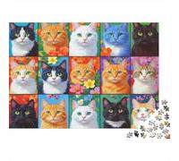 Collection de Portraits de Chats Puzzle 1000 Pièces À Monter Adolescents Cadeau No?l Développement Cognitif Garantie Pièce Manquante Papier Haute Qualité 52x38cm/1000pcs