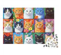 Collection de Portraits de Chats - Puzzle de 1000 pièces représentant des Portraits de Chats colorés - Jeu éducatif pour Adultes (à partir de 12 Ans) - Décoratione - Anniversaire - 38 x 26 cm