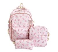 Collection de sacs à dos à motifs pour les routines d'étude, trio campus 3 pièces avec pochette de transport, fentes latérales, organisation à fermeture éclair, rose, One Size, Beauté de masse