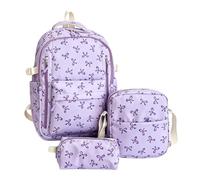 Collection de sacs à dos à motifs pour les routines d'étude, trio campus 3 pièces avec pochette de transport, fentes latérales, organisation à fermeture éclair, violet, One Size, Beauté de masse
