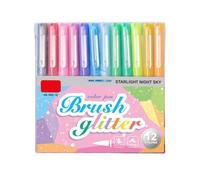 Collection de stylos pinceaux Sketch Accent, 12 couleurs acidulées avec finition pailletée, pointes souples pour journaux, livres, résumés de cours, notes décoratives et détails de pages, stylos à à à