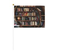 Collection d'étagères à livres amusantes et imprimées sur les deux côtés Drapeaux à main pour extérieur intérieur et extérieur Sports Jeux Festival Événements Drapeau