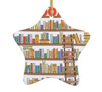 Collection d'étagères amusantes en céramique à suspendre pour sapin de Noël - Pendentifs d'ornement en forme d'étoile, souvenir