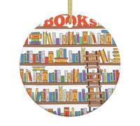 Collection d'étagères amusantes et échelle 2025 - Décoration de Noël ronde en céramique - 7,6 cm - Décoration à suspendre pour arbre, maison, centre commercial