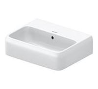 Collection Duravit, lavabo à une main 0746452060, 45 x 35 cm, sans trou de robinetterie, avec trop-plein, plateforme pour trou de robinetterie, blanc brillant HygieneGlaze