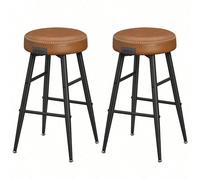 Collection Echo Tabouret De Bar, Lot De 2, Siège Haut, En Pu Avec Coutures, Hauteur Assise 63 Cm, Marron Caramel Marron
