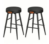 Collection Echo Tabouret De Bar, Lot De 2, Siège Haut, En Pu Avec Coutures, Hauteur Assise 63 Cm, Noir Pur Noir