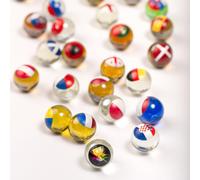 Collection Euro 25 Billes En Verre Pour Enfants Avec Drapeaux Des Pays De La Coupe Du Monde De Football 16 Mm Idéal Pour Les Circuits De Tournage Et Les Courses