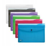 Collection Hawaii Lot de 25 chemises Format A4 avec bouton pression Couleurs transparentes (Rouge/Violet. Anthracite/bleu/vert - Quantité Lot de 10