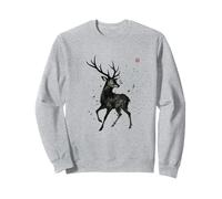 Collection Japonaise Sumi-e, Encre délavée, Art de la Faune Sika Deer Sweatshirt