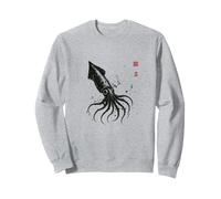 Collection Japonaise Sumi-e, Encre lavée, Art de la Faune, Calamar Sweatshirt