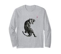 Collection Japonaise Sumi-e, Encre lavée, Art de la Faune, Tigre Manche Longue