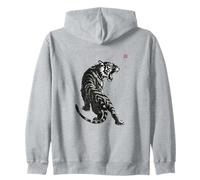 Collection Japonaise Sumi-e, Encre lavée, Art de la Faune, Tigre Sweat à Capuche