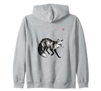 Collection Japonaise Sumi-e Lavé à l'encre Wildlife Art Ezo Red Fox Sweat à Capuche