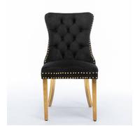 Collection Modern, High-end Tufted Solid Wood Contemporary Velvet Upholstered Dining Chair,Set of 2, Black and Gold