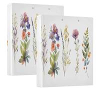 Collection of Spring Wild Flowers Lot de 2 classeurs à 3 anneaux en D A4 avec 200 feuilles pour enfants, fournitures scolaires, femmes et hommes