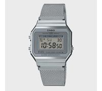 Casio Montre Vintage A700WEM-7AEF Quartz Numérique LCD Bracelet maille milanaise Argent 36 mm