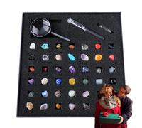Collection Rock pour , kit de collection de minéraux - Vitrine pour pierres précieuses et livres d'identification, collection de roches et de minéraux pour l'enseignement des sciences