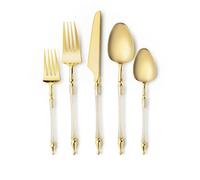 Collection Sophisticate - Ensemble de couverts en plastique doré avec poignée en paillettes dorées - Lot de 40, idéal pour les mariages et les événements festifs