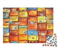 Collection Valises de Voyage - Puzzle de 1000 pièces - Collage de valises colorées - Jeu éducatif pour Adultes - Décoration élégante - Cadeau d'anniversaire Stimulant et Difficile - 52 x 38 cm