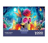 Collectionneurs De Puzzles 1000 Pièces Crâne & Rose Art - Carton Robuste Puzzle De Logique Plage Romantique & Cadeau D’Anniversaire Parfait 38x26cm/1000pcs
