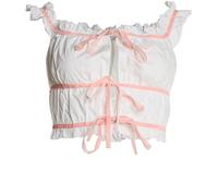 Collective The Label The Label White Lace-Up Crop-Top Blanc 12 (M) Female