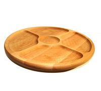 COLLECTOR Plateau Rotatif Plateau Divisé Rond Circulaire Pivotant En Bois Servant Snack Bois de hêtre 33 cm