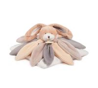 Doudou et Compagnie – Doudou lapin plat Carré Pétale 28 cm Taupe avec boîte cadeau DC2792