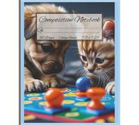 College Composition Notebook: 110 Page Notebook with Puppy and Kitten Playing Board Game - Cute Animal Journal for Kids, Dog & Cat Lovers, 7.5 x 9.25 Inch