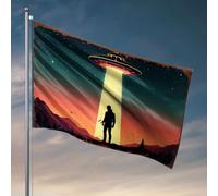 College Dorm Decor Funny A Person Is Being Abducted By An Alien Spaceship. Drapeau pour chambre d'université pour homme (60 x 90 cm)
