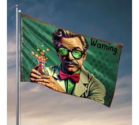 College Dorm Decor Funny A Scientist Hold A Bubbling Beaker With A Warning Sign Flag College Room Sign Drapeaux for Men (60 x 90 cm)