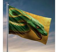 College Dorm Decor Funny Green Snake with Yellow Patterns. Flag College Room Sign Flags For Men (152 x 244 cm)