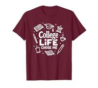 College Life Chose Me Étudiant Humour Academic Icônes T-Shirt, Homme, Marron, L