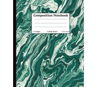 College Ruled Composition Notebook | 9.25 x 7.5 Size with 110 Wide Lined Pages | Beautiful Green and white Marble Texture Pattern Notebooks for School Supplies, Home & Office | Gift for Boys and Girls