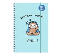 Collegetimer Chill! Agenda scolaire 2023/2024 au format A5 (15 x 21 cm), motif paresseux, reliure à anneaux, semainier, 224 pages, format Alpha Edition (planificateur universitaire A5 à anneaux)