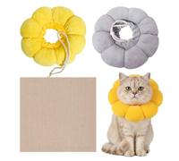 Collerette Chat Anti-Griffures Colerette Chat Anti Lechage Convient Aux Petits Chiens Et Chats (Jaune Et Gris)