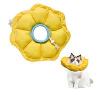 Collerette chat M jaune, fleurs douces après chirurgie et blessure, collier pour chat réglable et imperméable, protection légère contre les fuites pour chats et petits chiens jusqu'à 12 (M, cou de 17