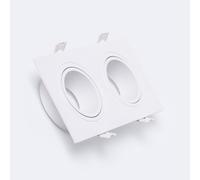 Collerette Downlight Carré Blanche Pour Deux Ampoules Led Gu10 / Gu5.3 Taille 75x155 Mm Blanc