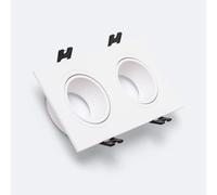 Collerette Downlight Carré Orientable Pour Deux Ampoules Led Gu10 / Gu5.3 Coupe 75x150 Mm Blanc