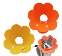 Collerettes pour Chat/Chien, 2 Pièces Anti-Léchage Réglable Collerette Souple, Collerette Élisabéthains, pour Chiens et Chat, Motif de Tournesol Forme, jaune, orange, M(2-4kg)