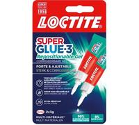 Colles Cyanoacrylates - LOCTITE - SUPERGLUE-3 - Repositionable - Gel 3g - Lot de 2 Blister - Carton 12uc