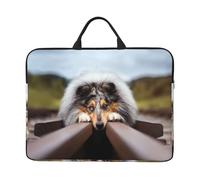 Colley à Poil Long Bokeh Chiens de Chemin de Fer Animaux de Compagnie Rough,Housse pour Ordinateur Portable 14 Pouces, Sacoche pour Ordinateur Portable, Mallette avec poignée
